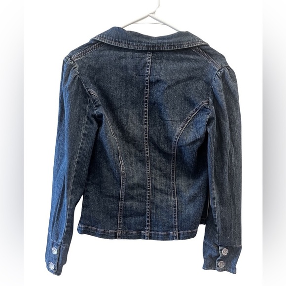 Hot Kiss Women's Collar Navy and Pink Denim Jean Button Jacket Size Large - Picture 9 of 15